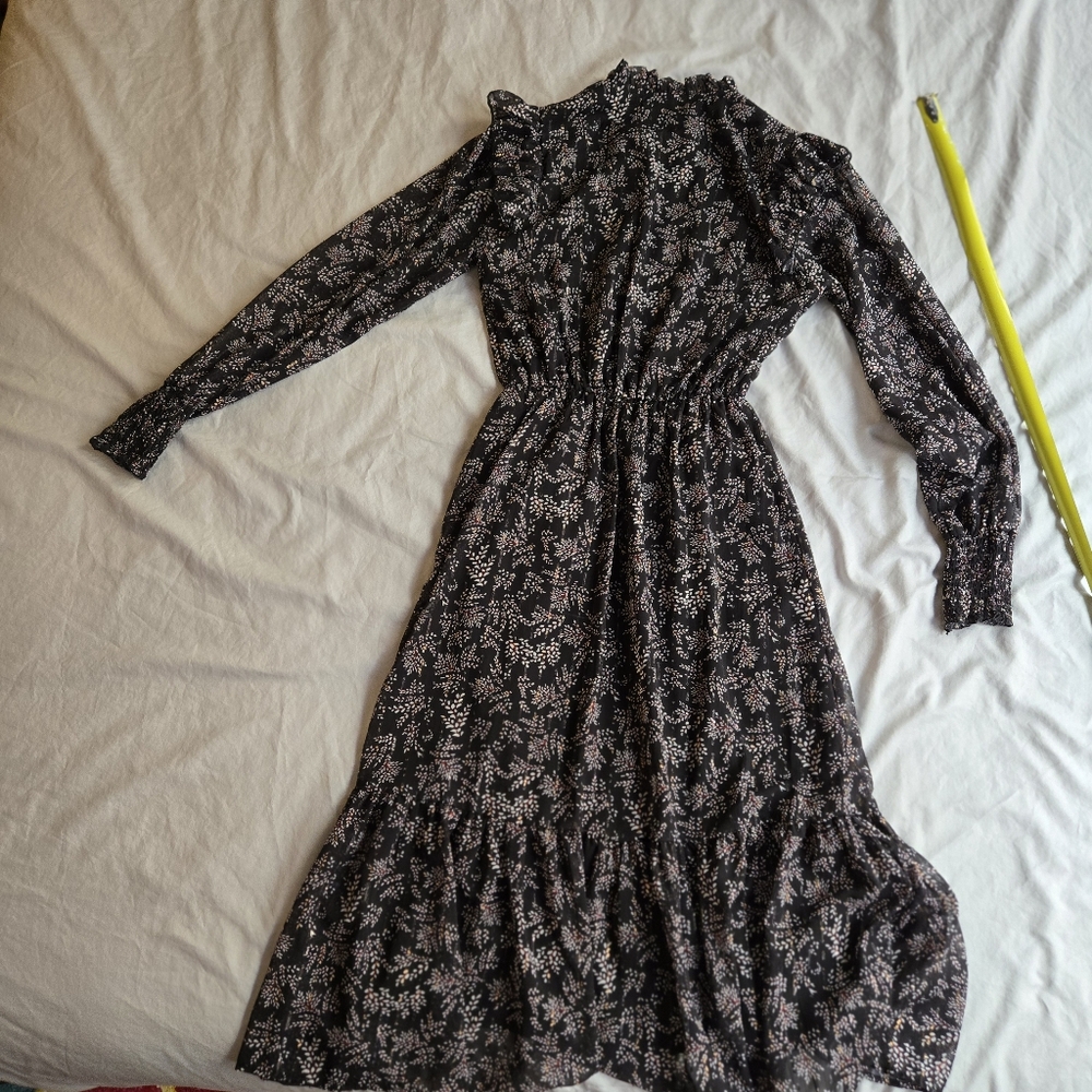 Aqua Black Floral Midi Dress - Picture 12 of 15